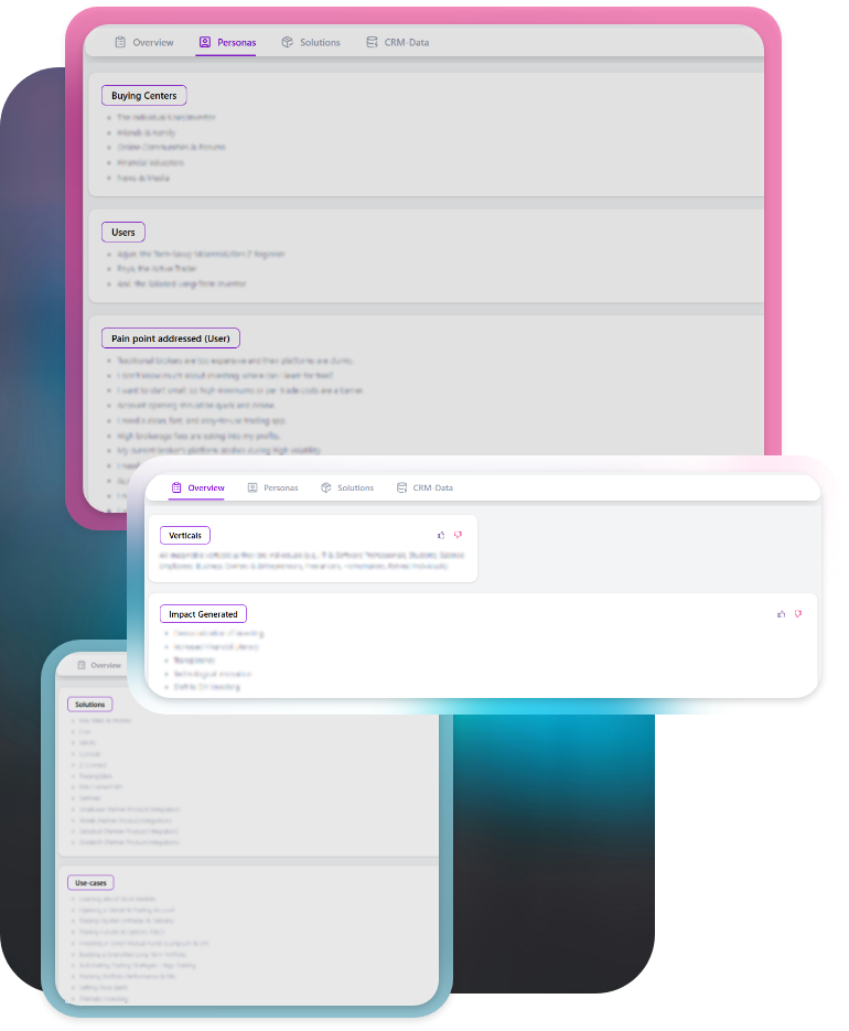 Customer intelligence dashboard showing competitive analysis and market insights